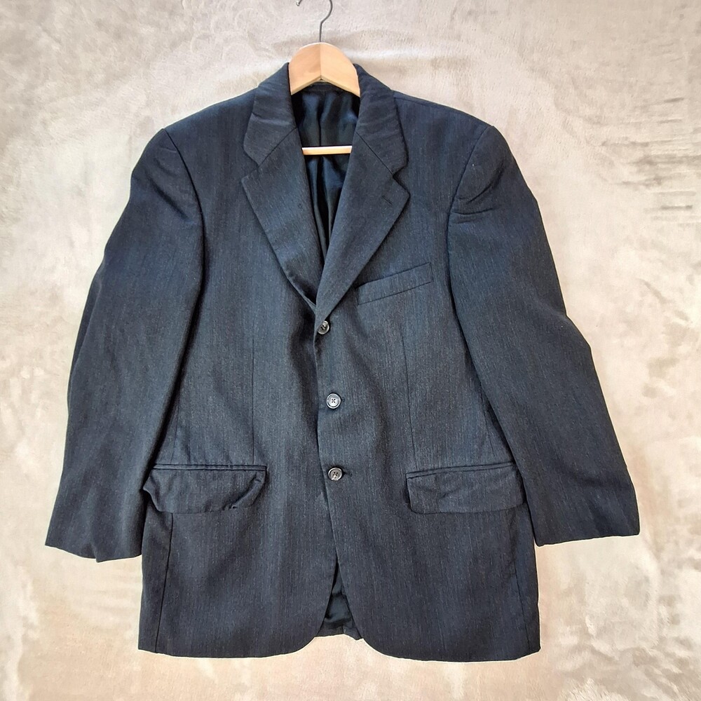 Ralph Lauren Suit Jacket Mens 42 Gray Wool Ventless 3 Button Business Formal